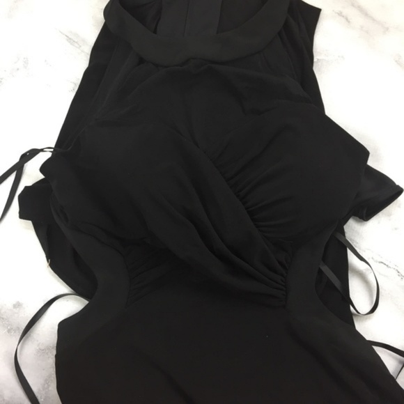 Nordstrom Black Mesh Gown Size 6P - Picture 7 of 8